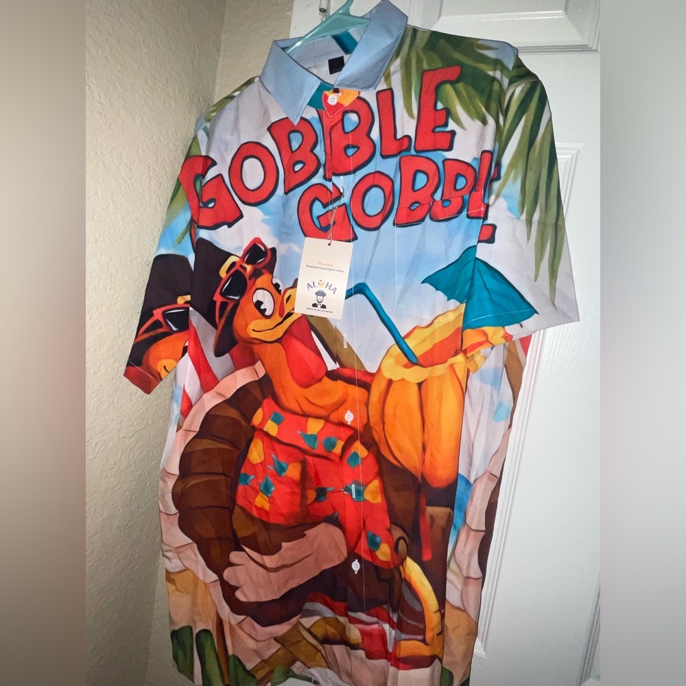Men’s Hawaiian shirt thanksgiving theme